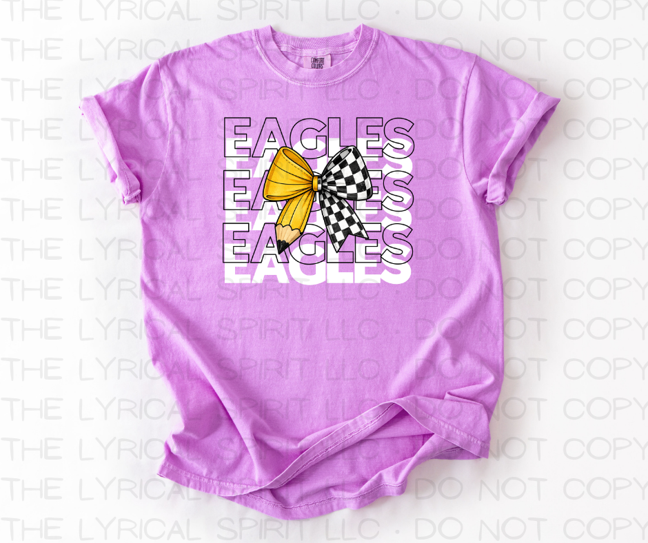 Eagles Teacher Pencil Checker School T-Shirt