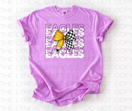 Eagles Teacher Pencil Checker School T-Shirt