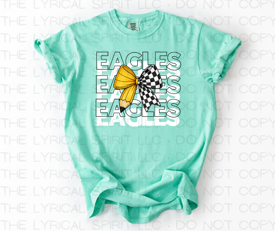 Eagles Teacher Pencil Checker School T-Shirt