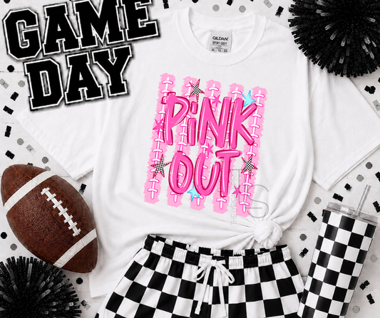 Pink Out Football Checker Stars T-Shirt