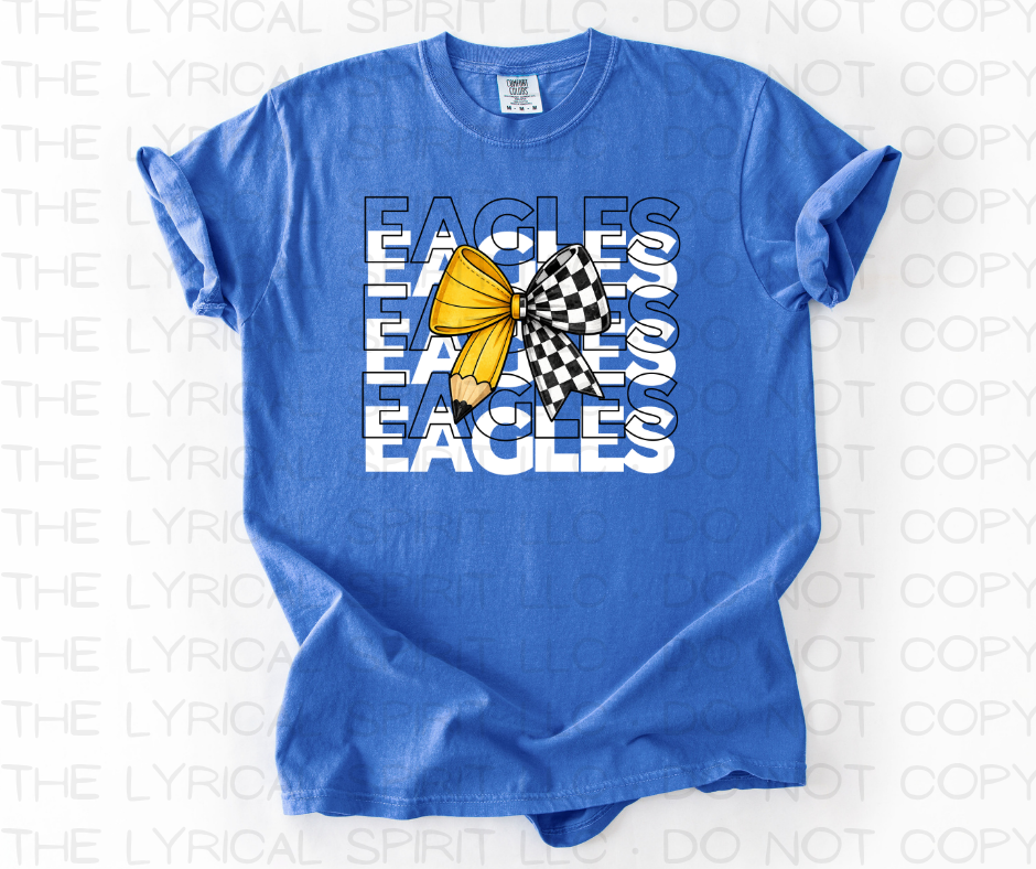 Eagles Teacher Pencil Checker School T-Shirt