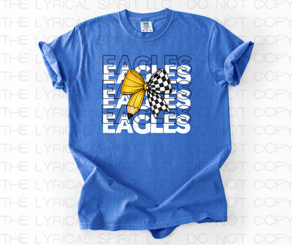 Eagles Teacher Pencil Checker School T-Shirt
