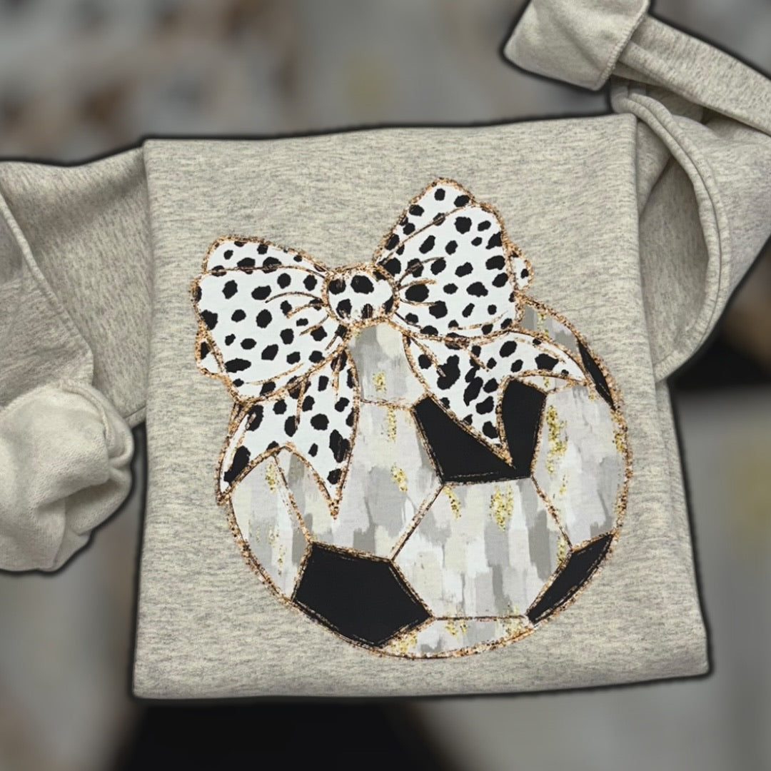 Soccer Ball Bow Gold Glitter Sweatshirt