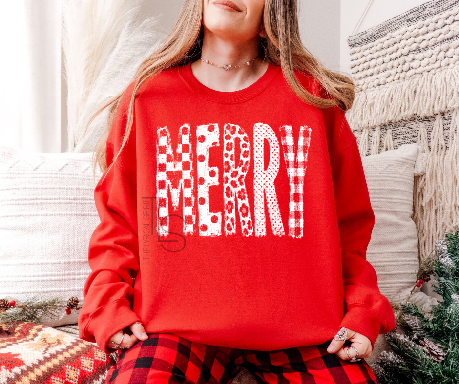 Merry White Distressed Patterns T-Shirt/Sweatshirt