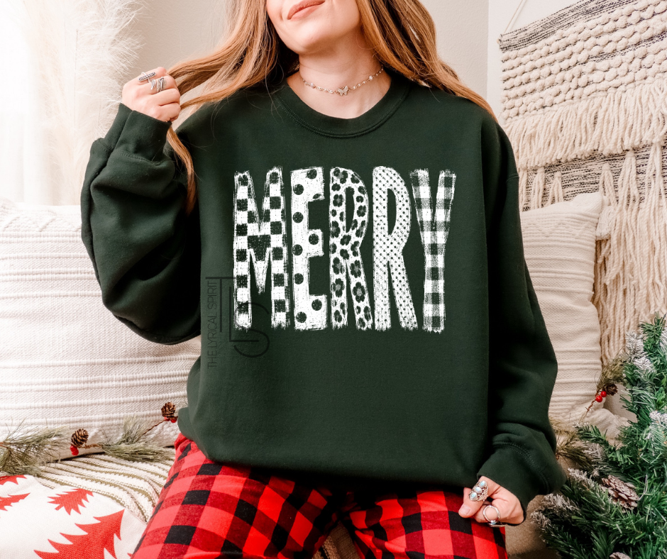 Merry White Distressed Patterns T-Shirt/Sweatshirt