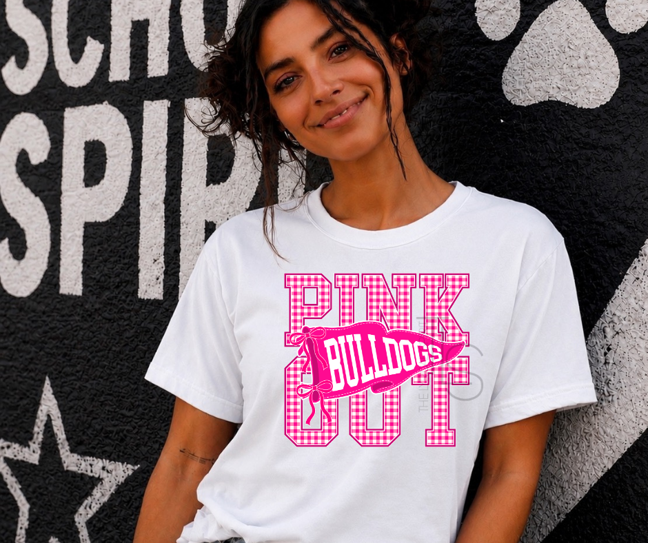 Bulldogs Pink Out Pennant Flag T-Shirt