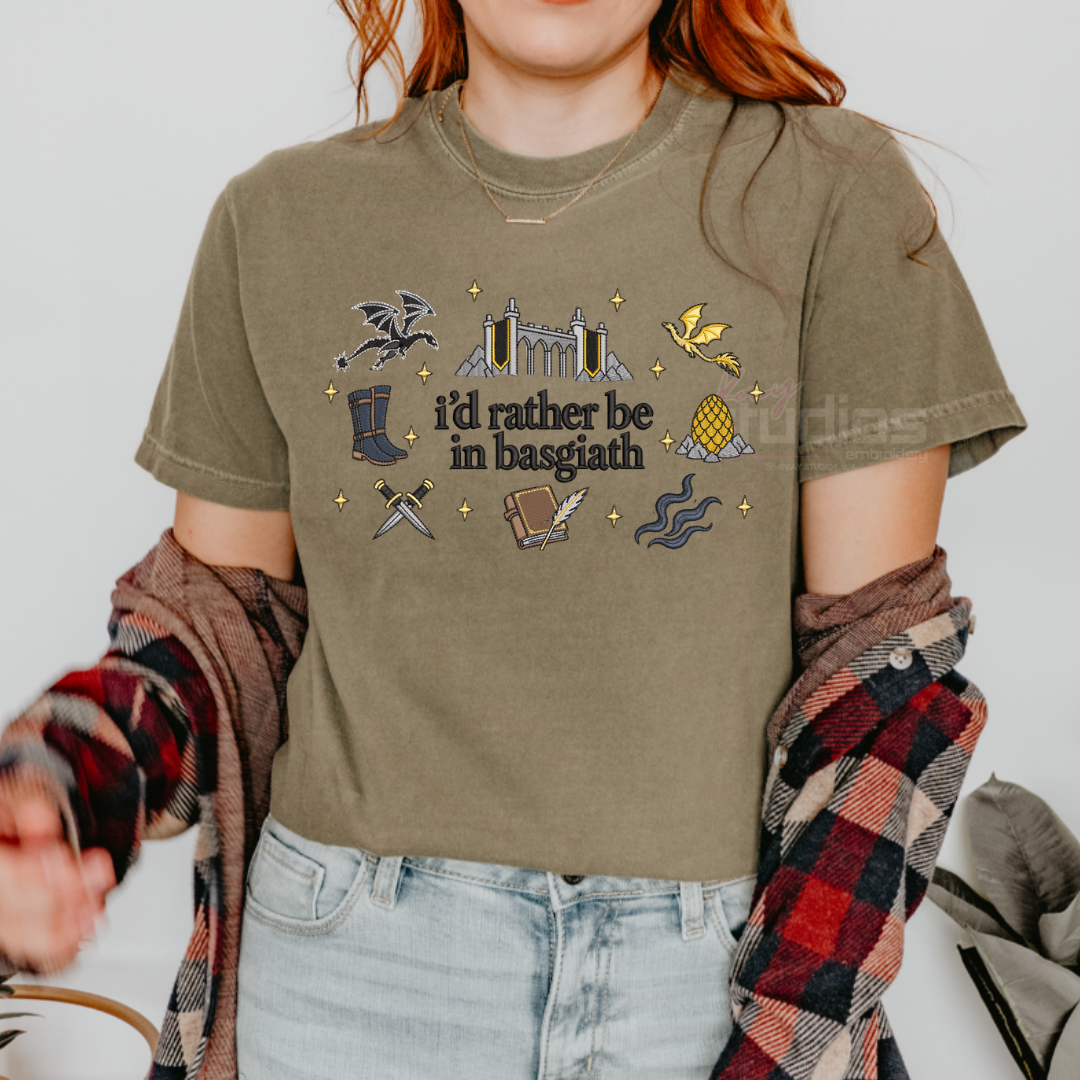I'd Rather Be In Basgiath - Embroidered T Shirt