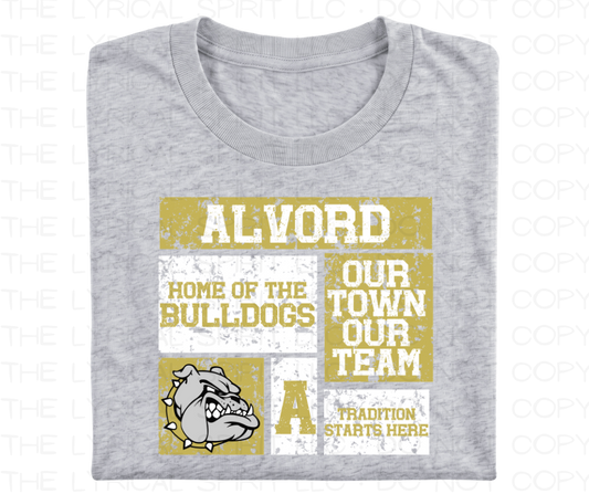 Alvord Bulldogs Block School Spirit T-Shirt