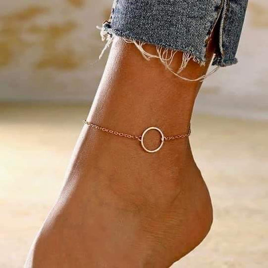 Gold Chain with Circle Anklet