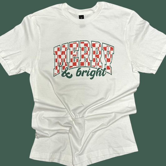 Merry & Bright Checkered T-Shirt