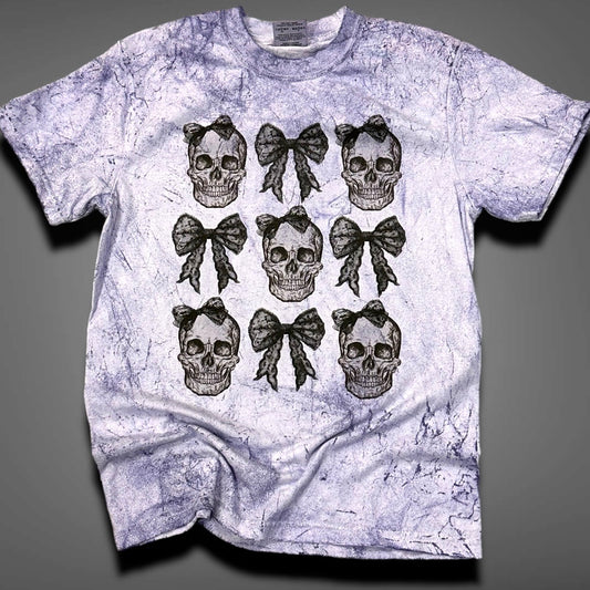 Skull Lace Bow Coquette Marble T-Shirt