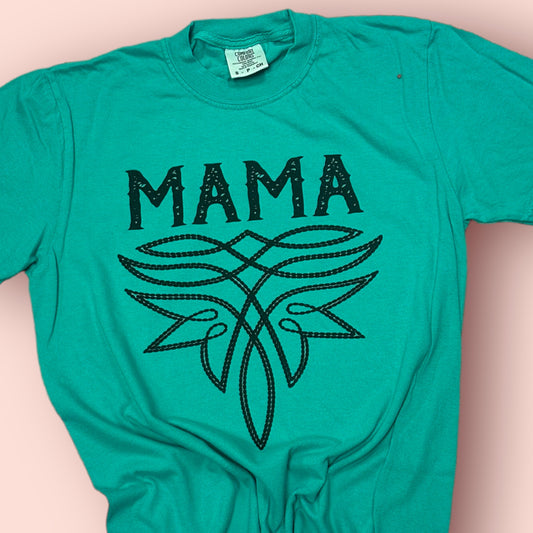 Mama Boot Stitch Green T-Shirt