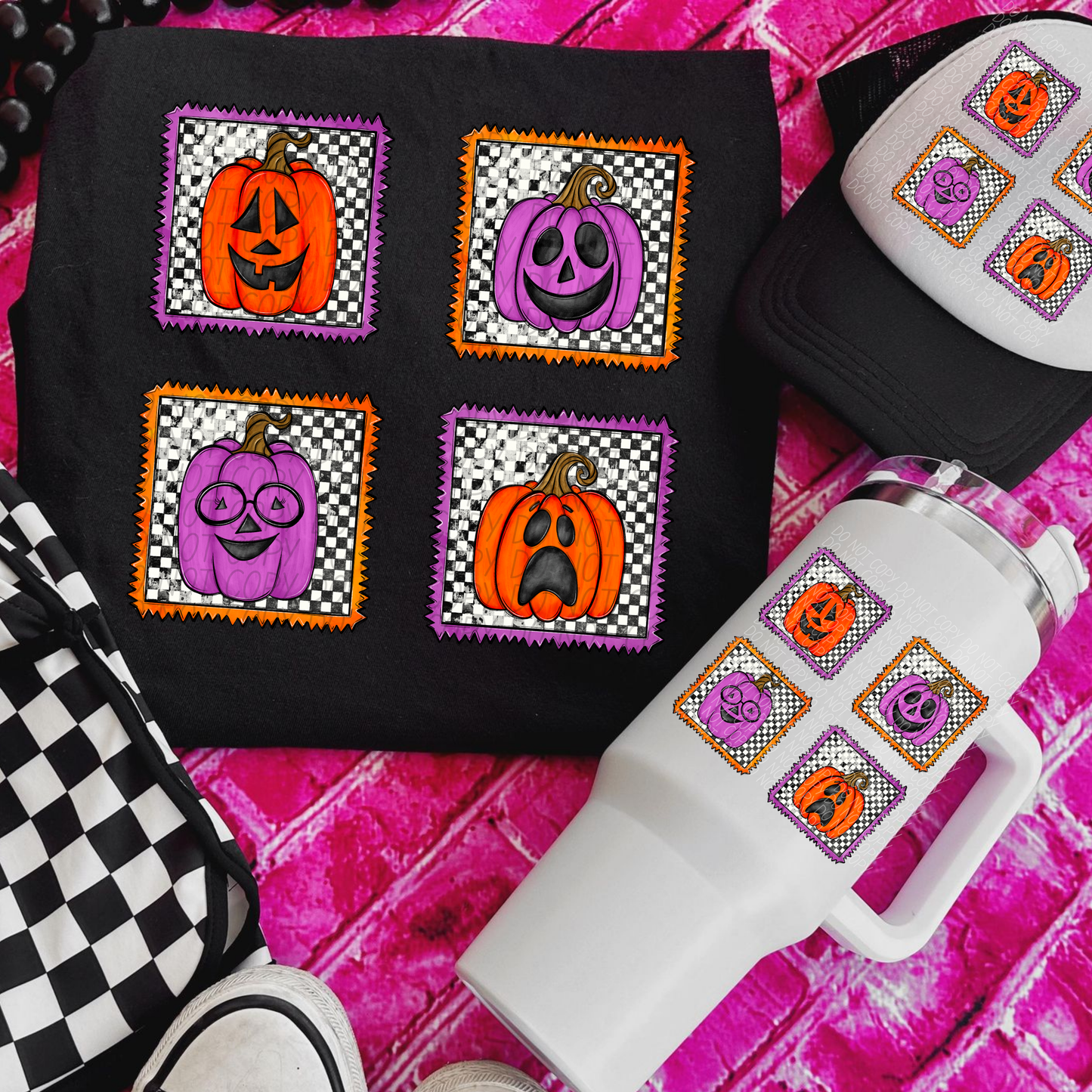 Checker Pumpkins  T-Shirt