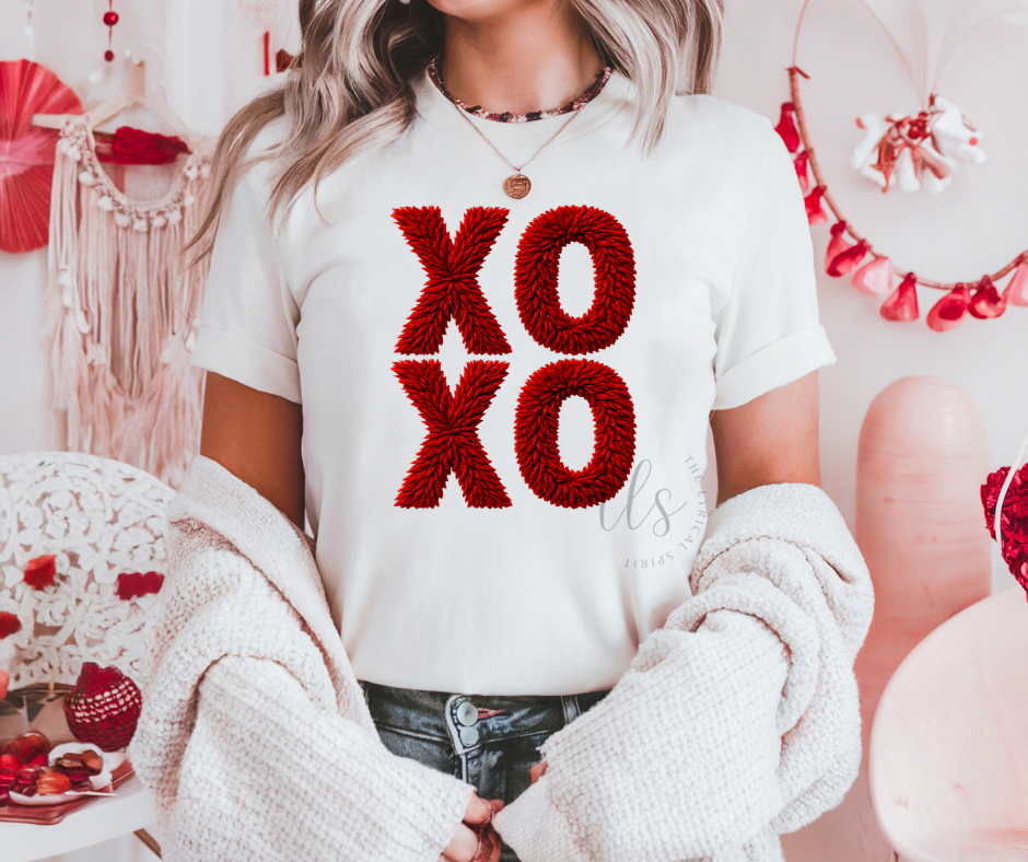 Red Crochet XOXO Valentine's T-Shirt