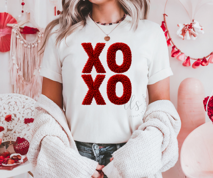 Red Crochet XOXO Valentine's T-Shirt