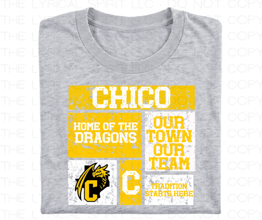 Chico Dragons Block School Spirit T-Shirt