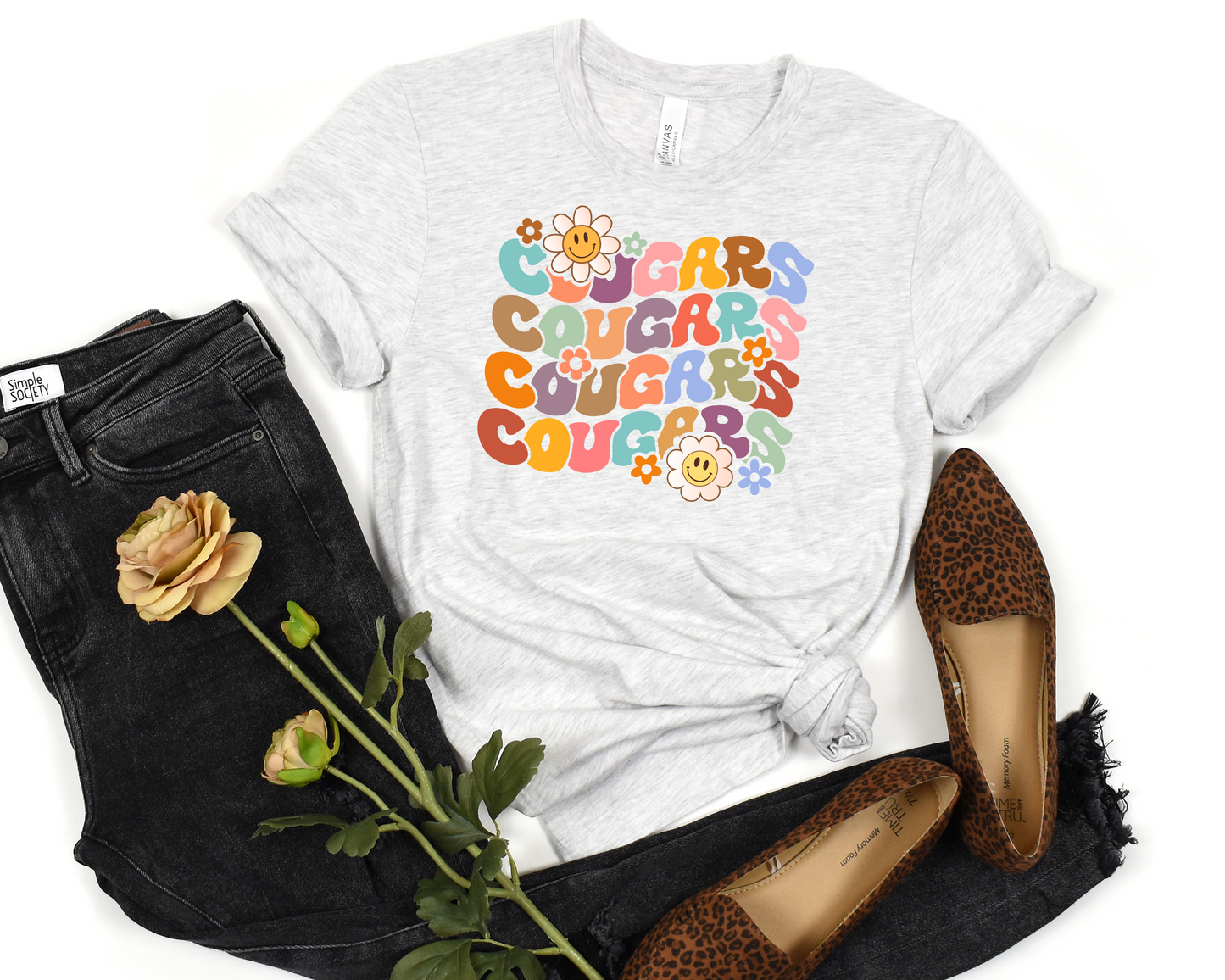 Retro Cougars Floral Spirit Wear T-Shirt