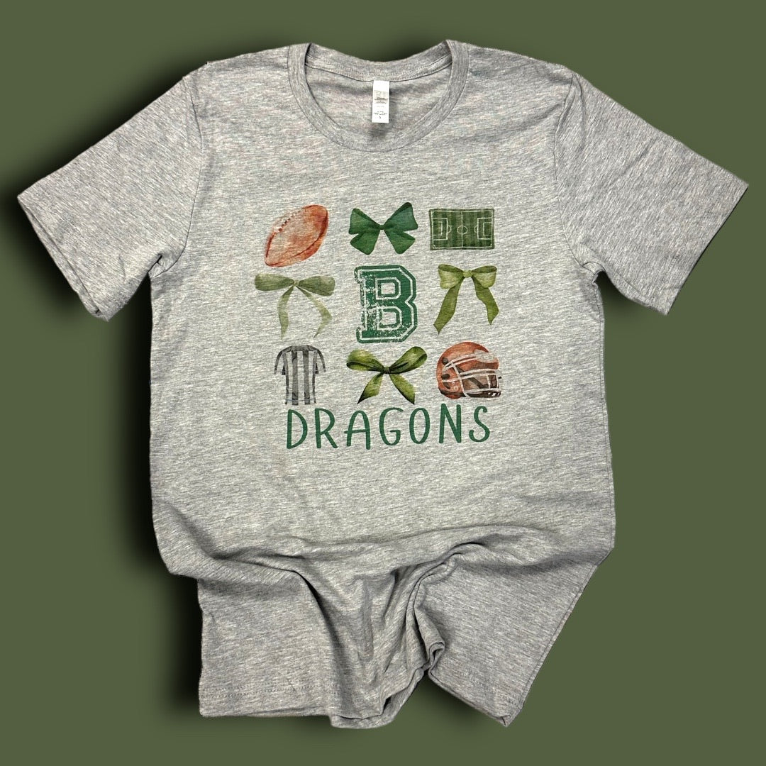 Dragons Football Field Bow Coquette Exclusive Design T-Shirt