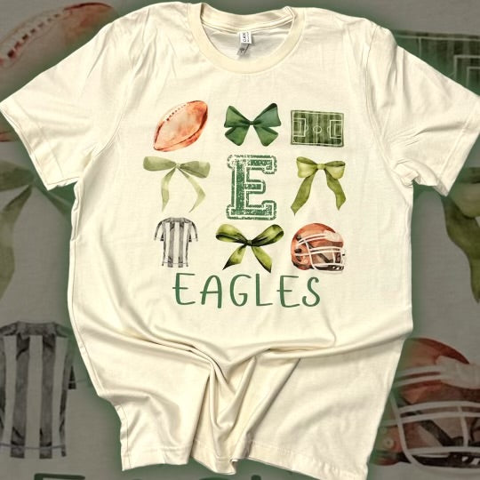 Eagles Green Football Bow Coquette Exclusive Design T-Shirt