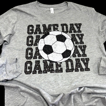 Soccer Game Day Sequin Long Sleeve T-Shirt