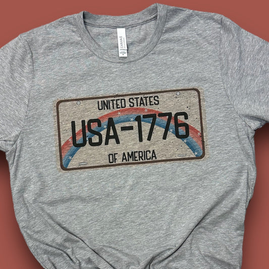 USA 1776 License Plate T-Shirt