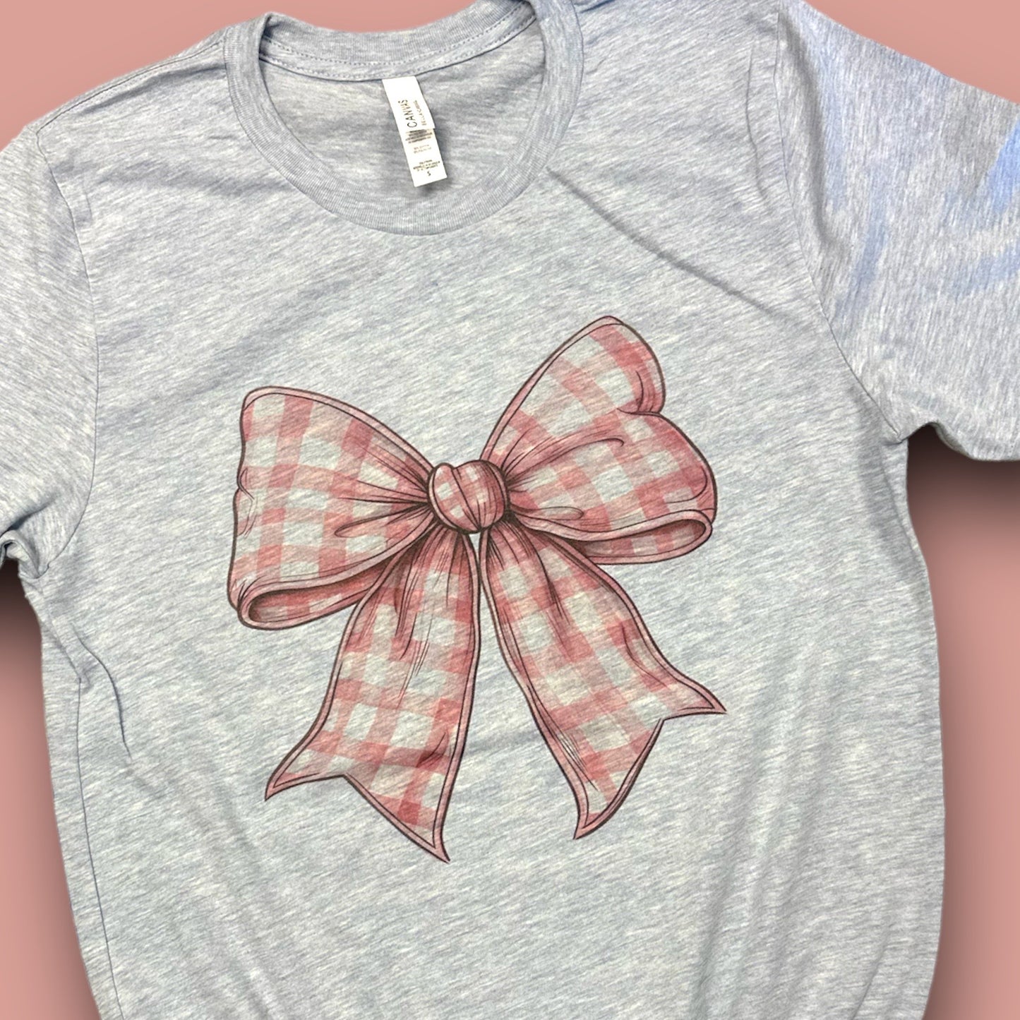 Pink Checkered Bow T-Shirt