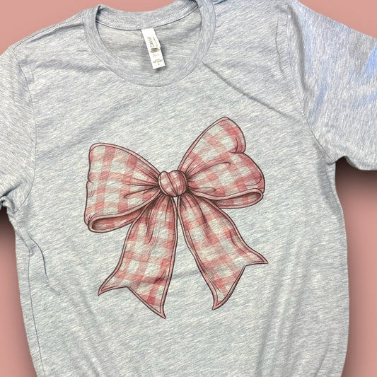 Pink Checkered Bow T-Shirt