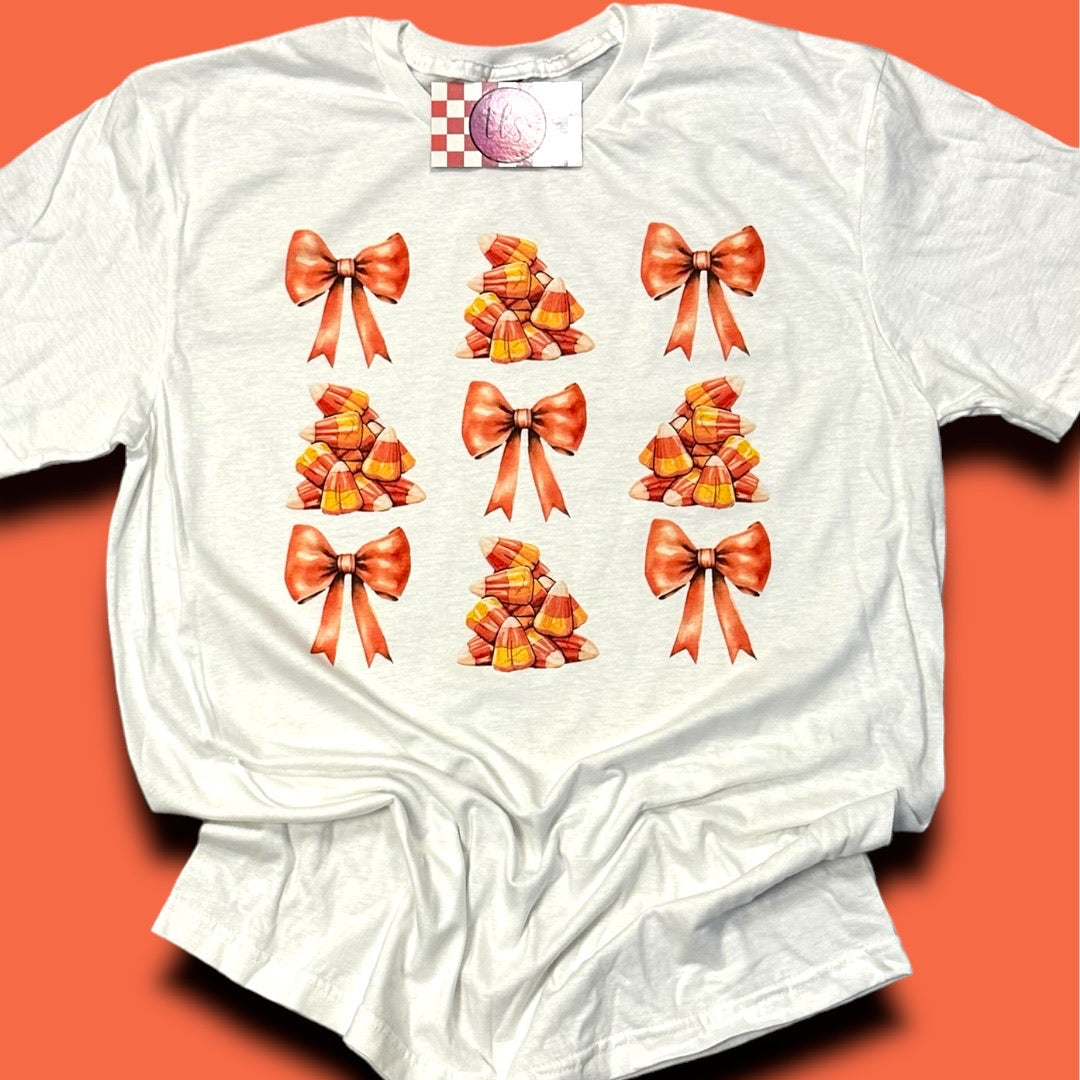 Candy Corn Bow Coquette Halloween T-Shirt