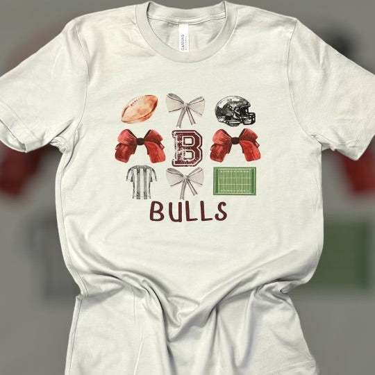 Bridgeport Bulls Football Bow Coquette Exclusive Design T-Shirt