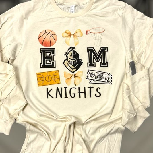 Knights Exclusive Basketball Bow Coquette Long Sleeve T-Shirt