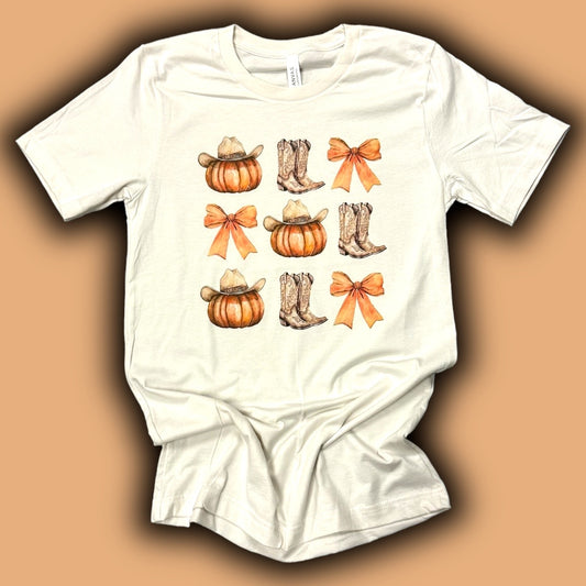 Western Pumpkin Bow Coquette T-Shirt