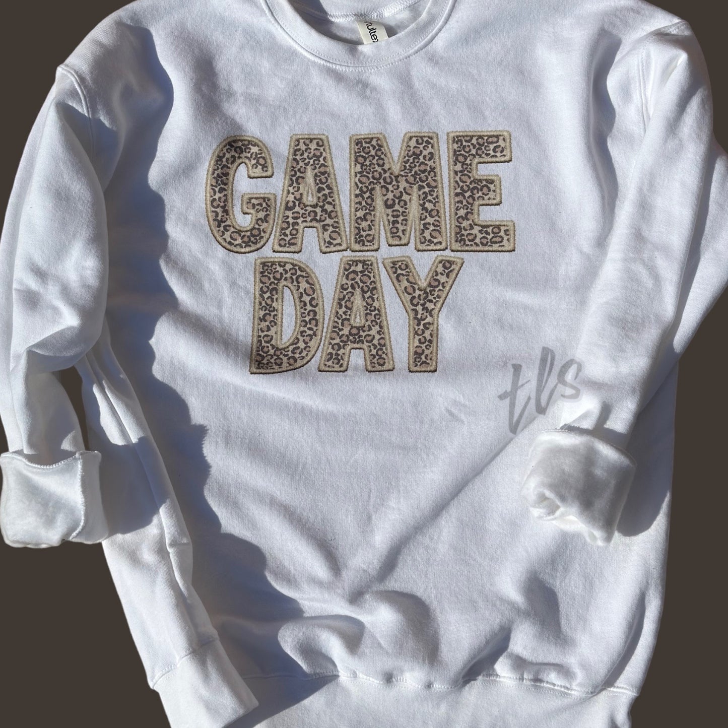 Faux Embroidery Leopard Game Day Sweatshirt