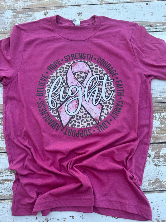 Leopard Pink Ribbon Fight T-Shirt