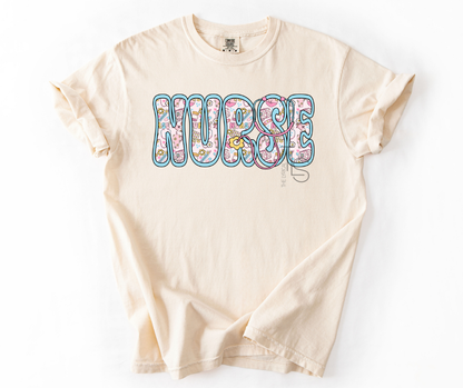 Nurse Appreciation Retro Flowers Custom Exclusive T-Shirt