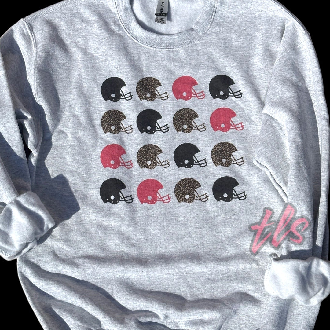 Pink & Leopard Football Helmet Sweatshirt