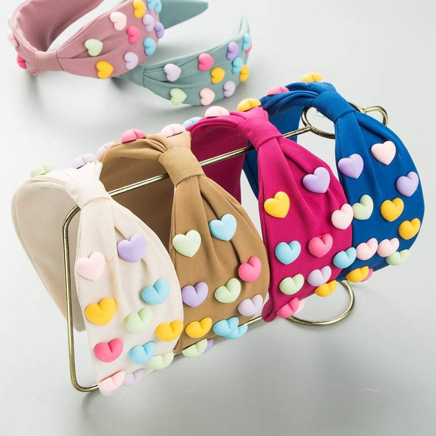 Dressy HeadBands with Multi-Color Hearts