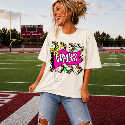 Pink Pennant Flag Wavy Leopard Spirit T-Shirt