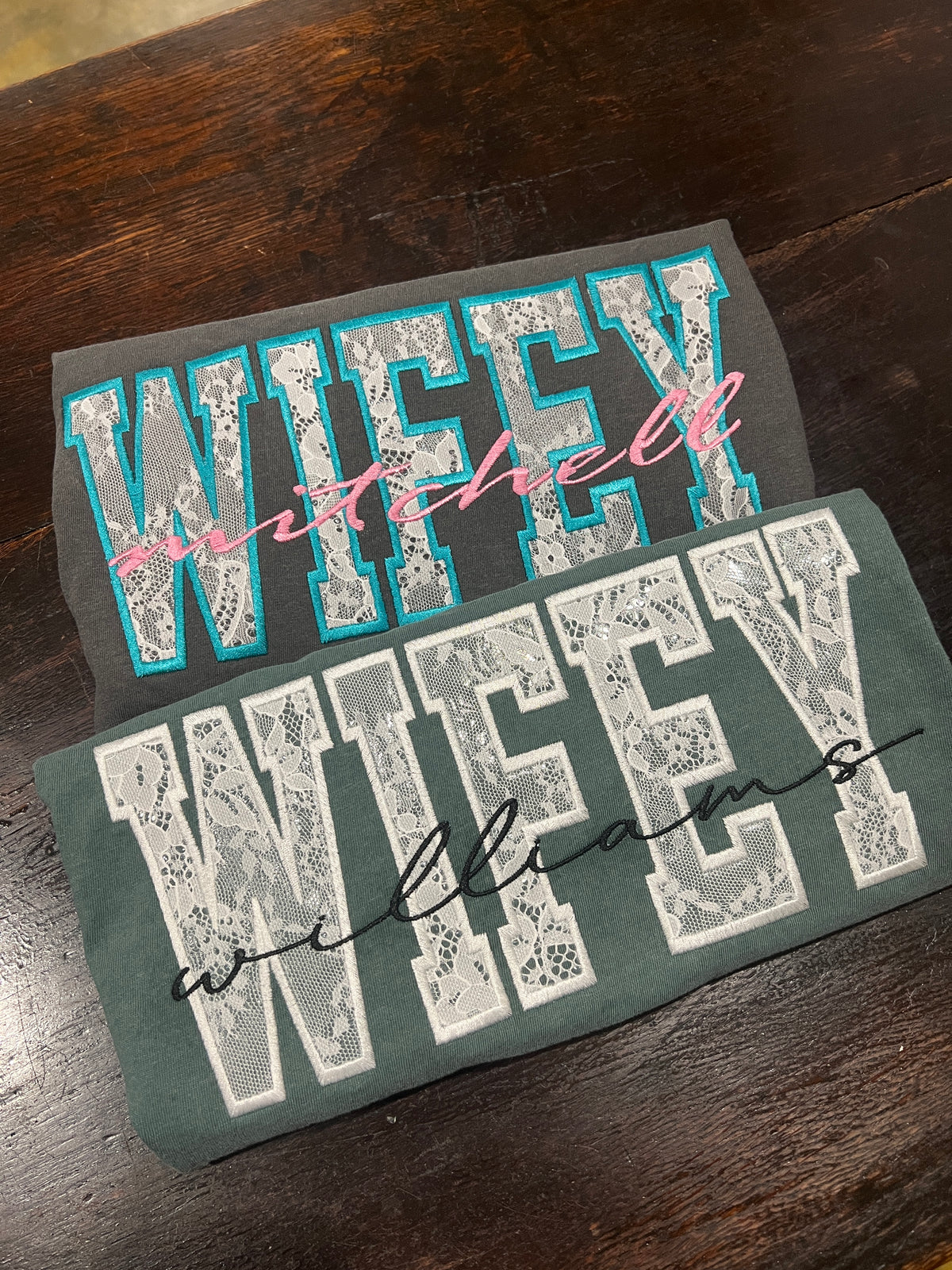 Custom Embroidered Wifey T Shirt