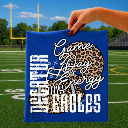 Game Day Energy Leopard Football Spirit T-Shirt