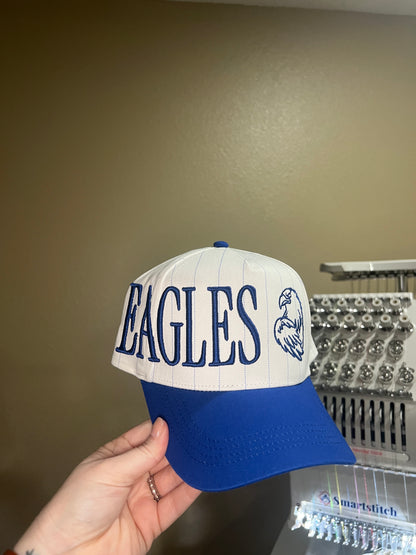 Puffed Offset Eagles Embroidered Structured Hat