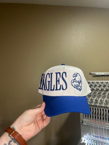 Puffed Offset Eagles Embroidered Structured Hat