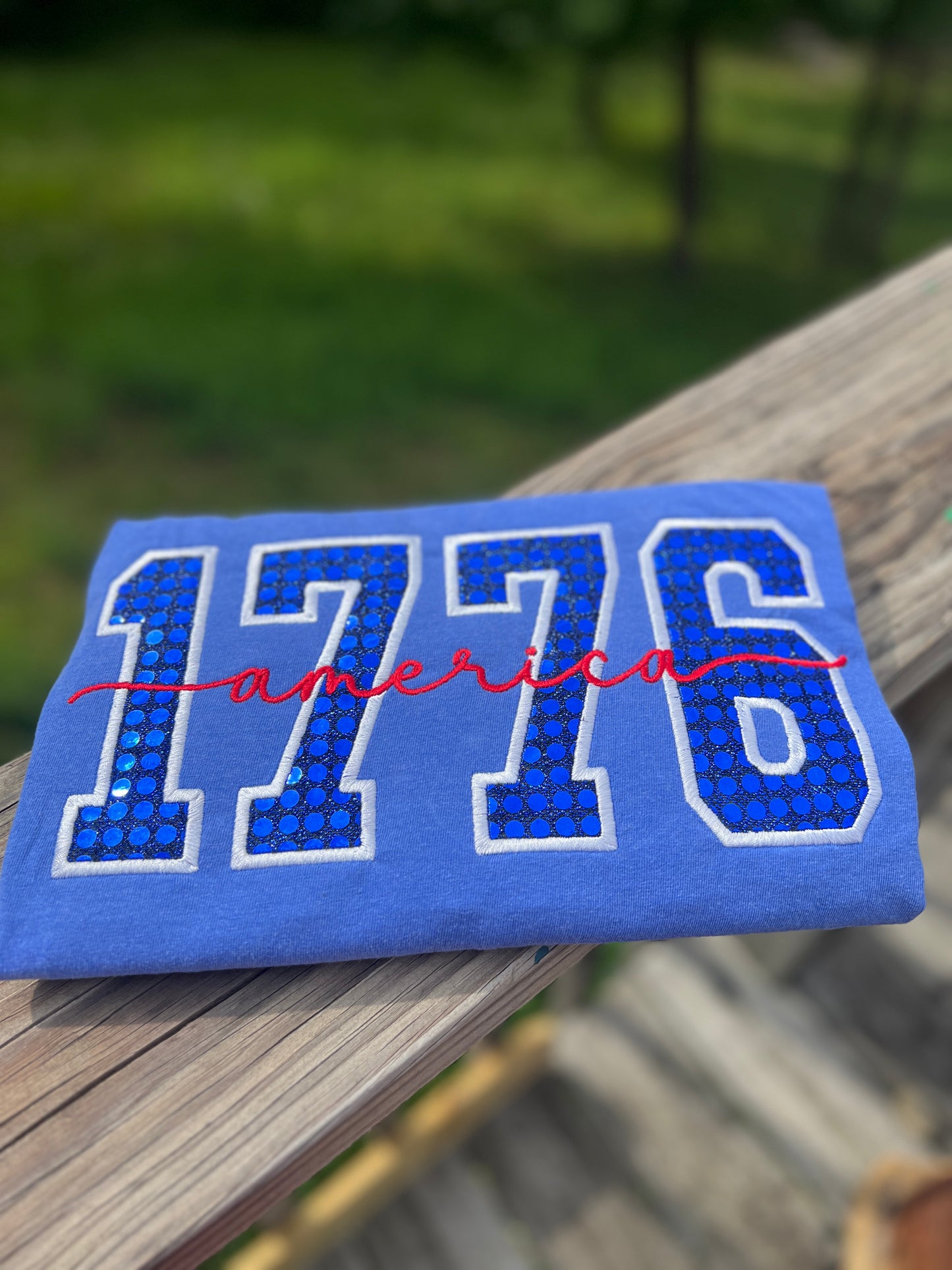 1776 America Spangle Embroidered T Shirt