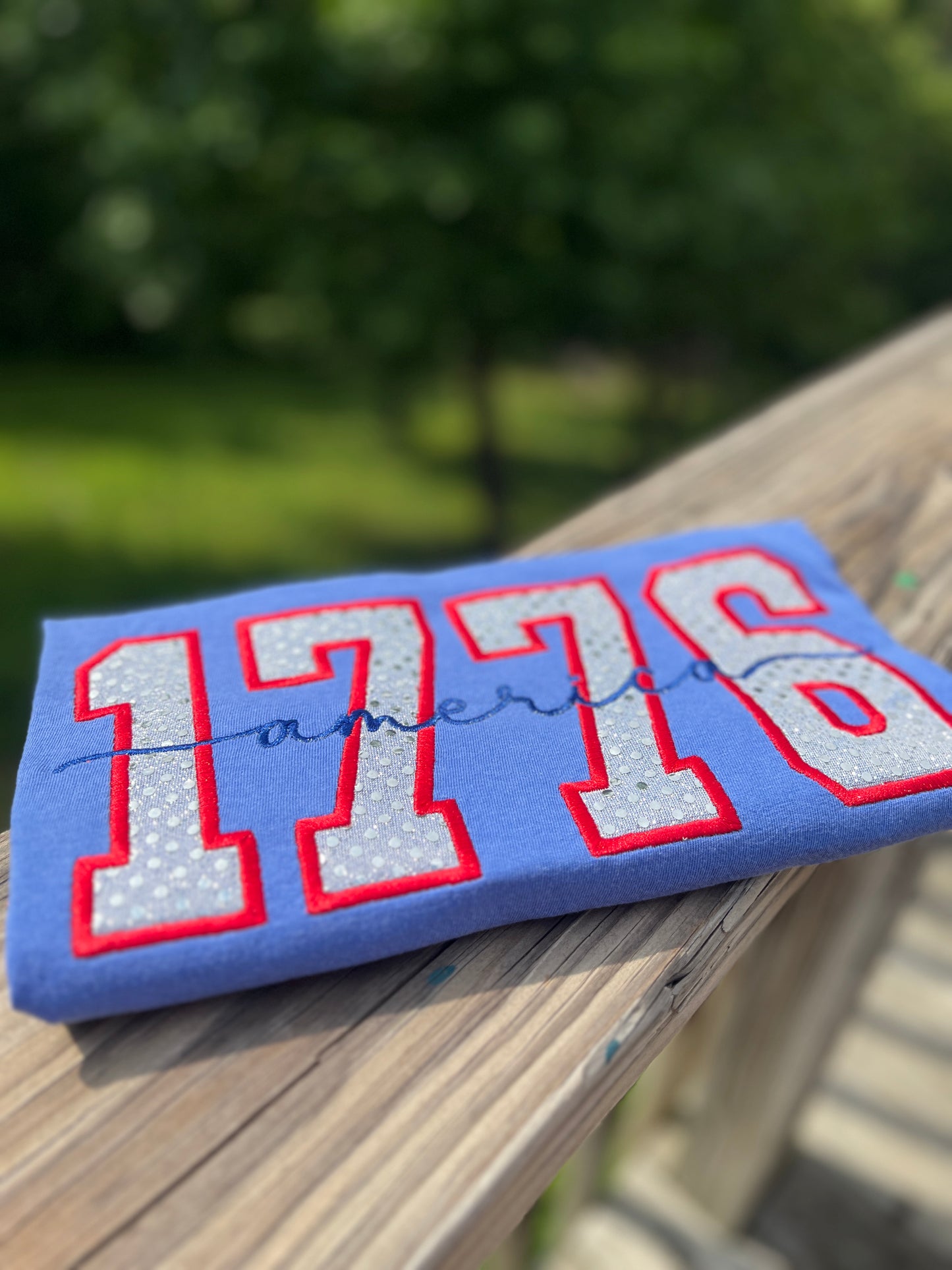 1776 America Spangle Embroidered T Shirt