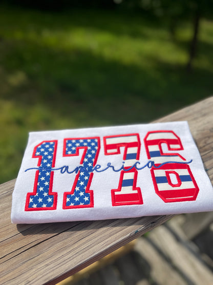 1776 America Spangle Embroidered T Shirt
