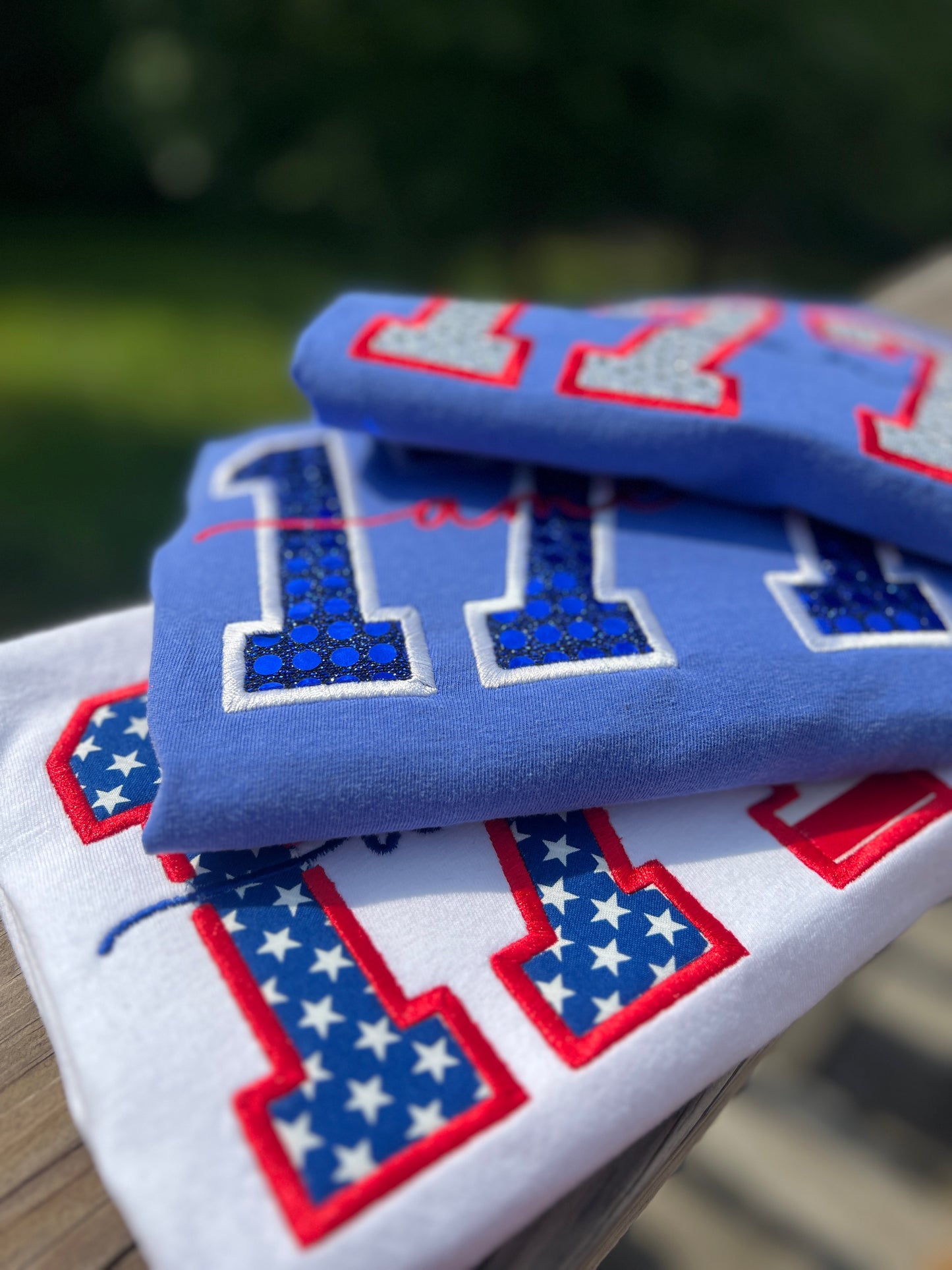 1776 America Spangle Embroidered T Shirt