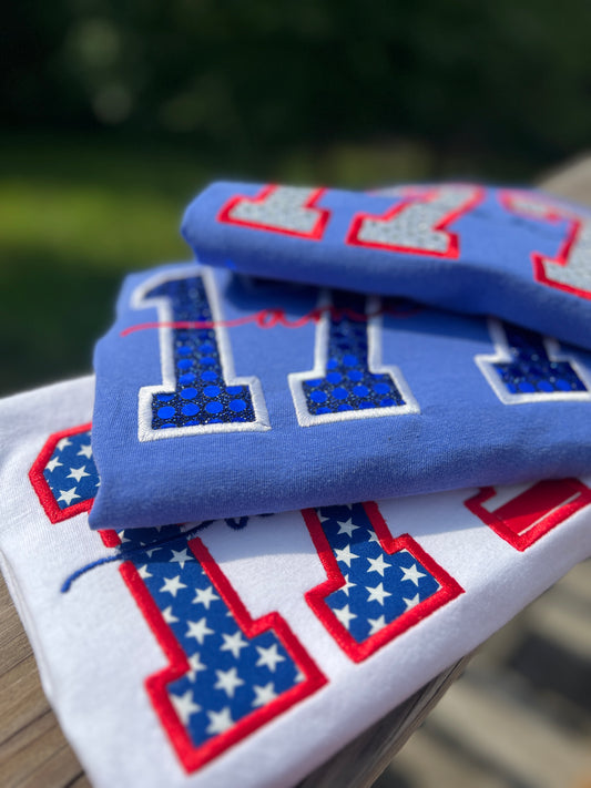1776 America Spangle Embroidered T Shirt