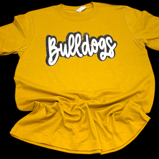 Bulldogs Distressed Cursive T-Shirt
