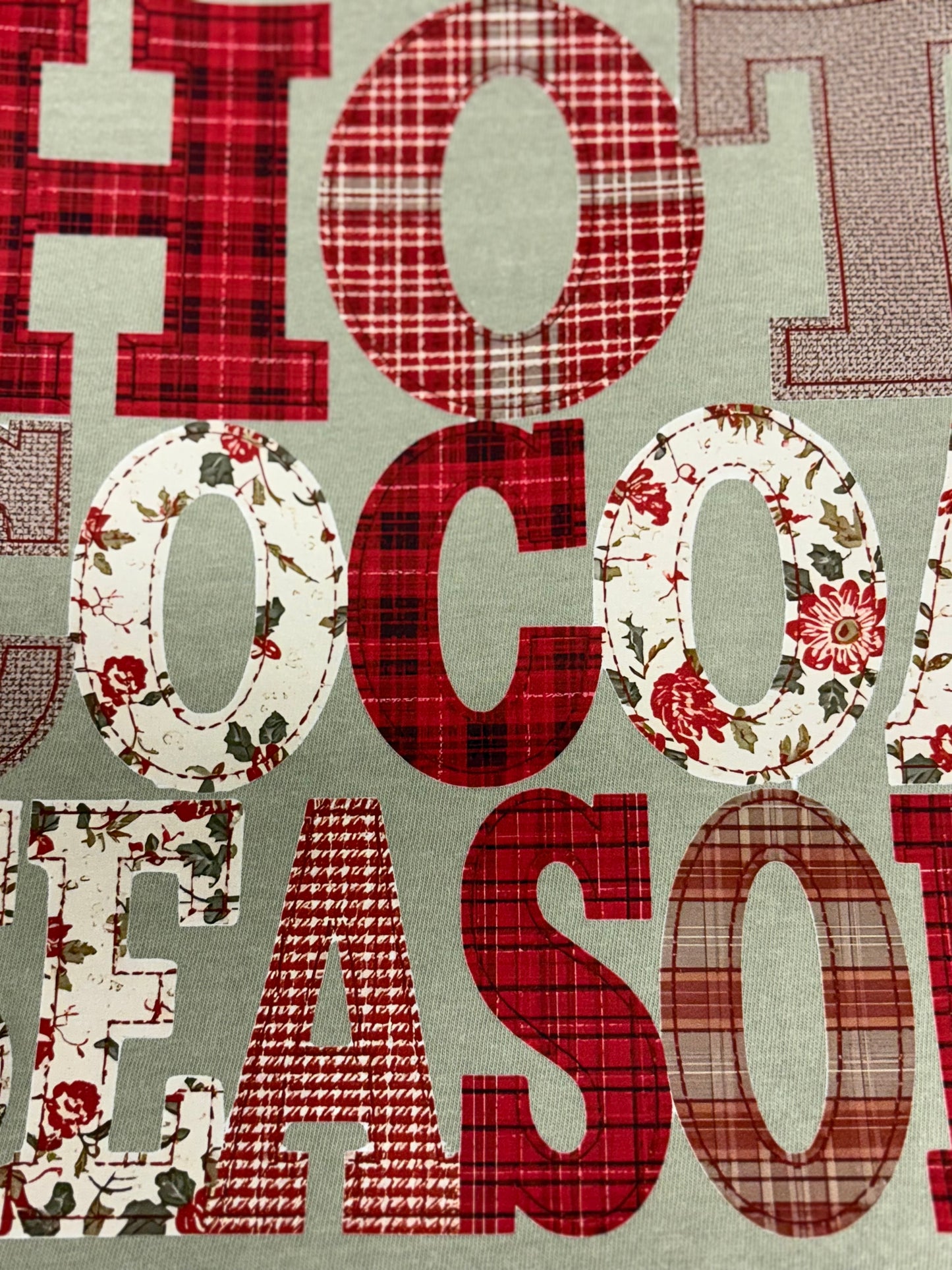 Hot Cocoa Season Patchwork Christmas T-Shirt