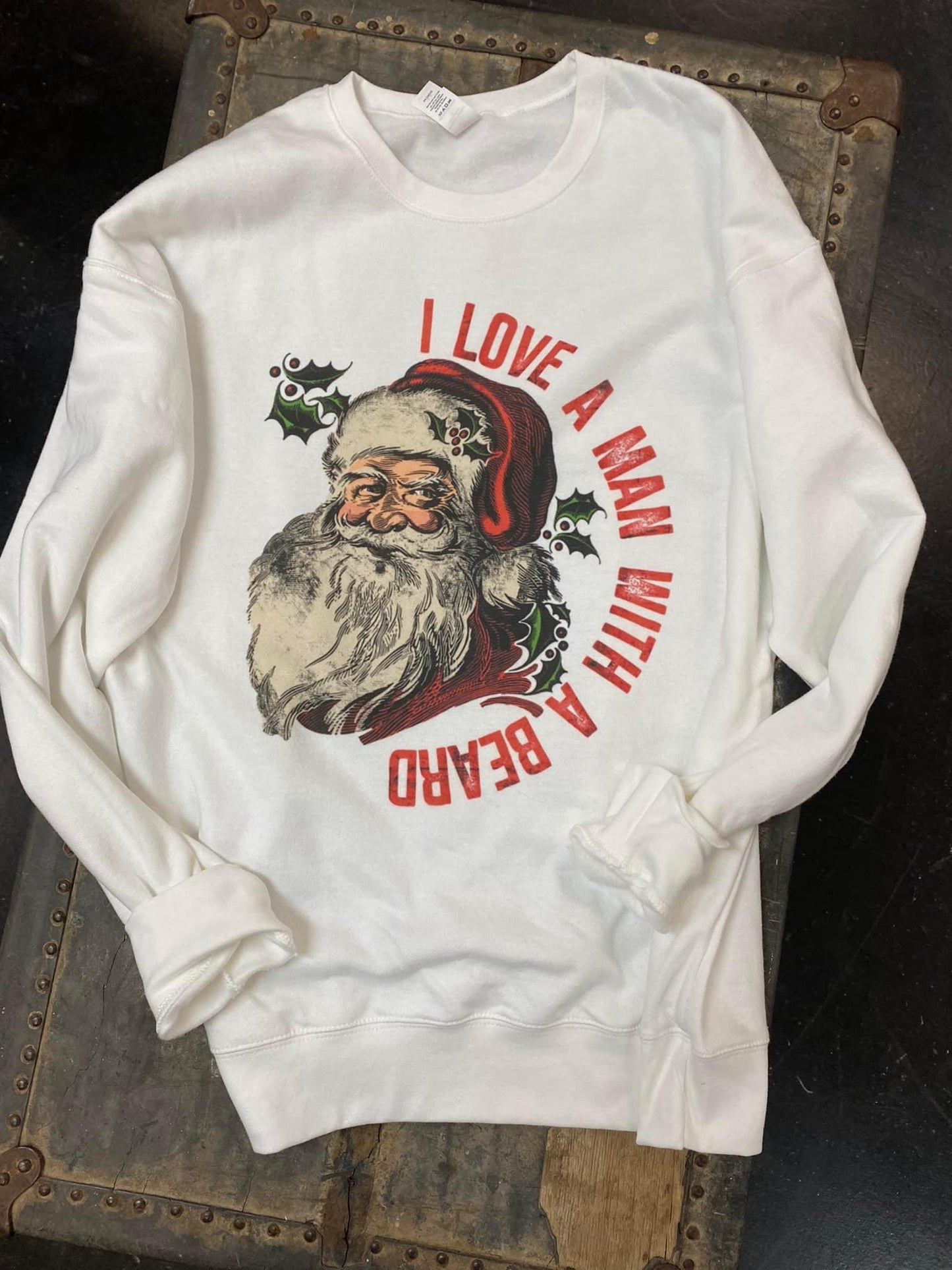 Love a Man With A Beard Santa Xmas Sweatshirt