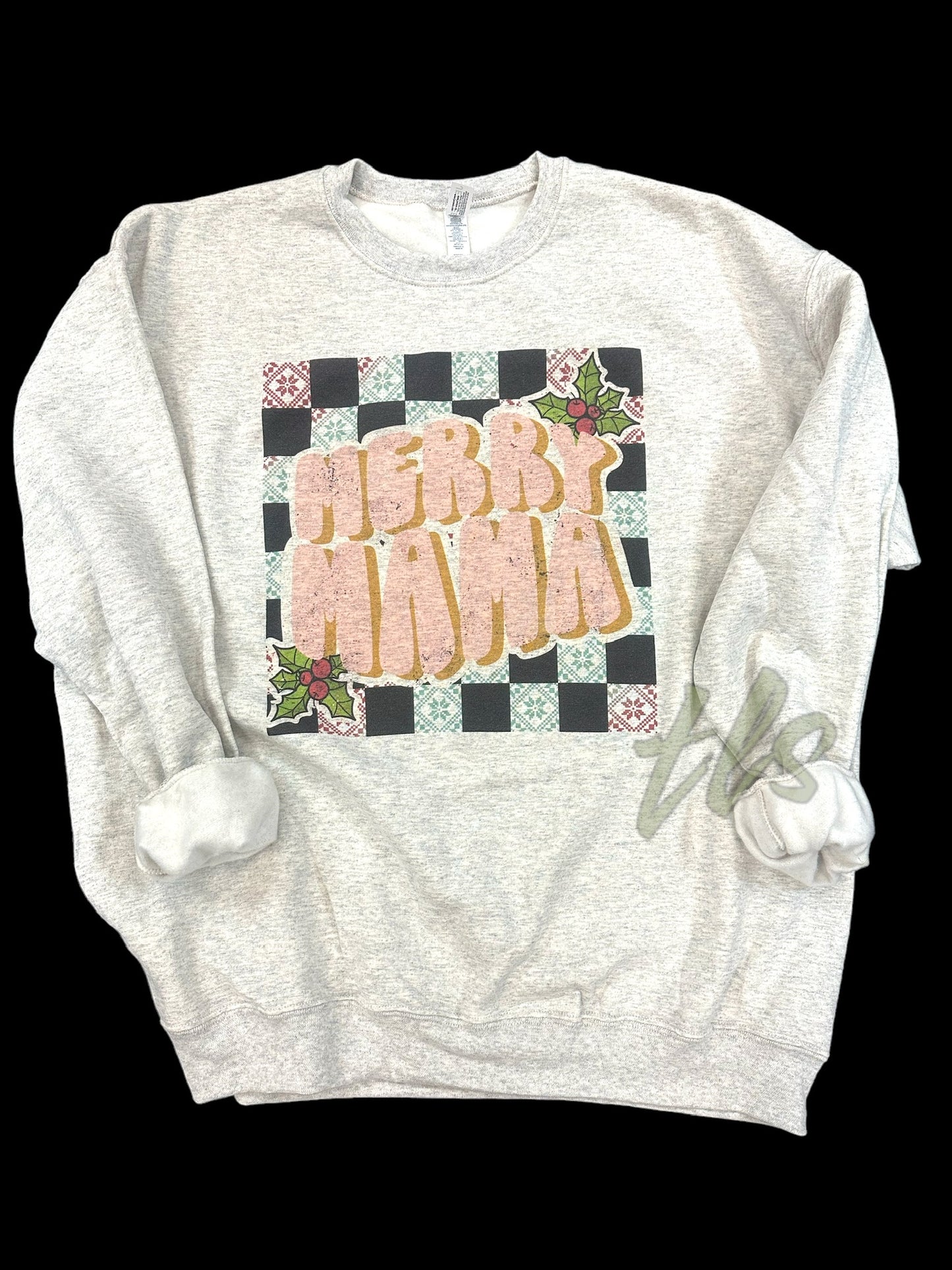 Merry Mama Checkered Christmas Sweatshirt